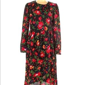 W118 by Walter Baker Floral MIDI Dress size 4 black red bohemian elegant‎